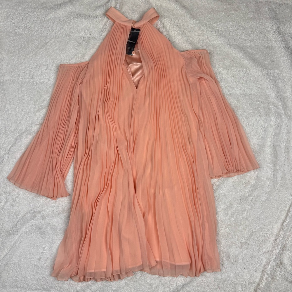bebe Blush Pink Long Sleeve Pleated Dress - Picture 5 of 5